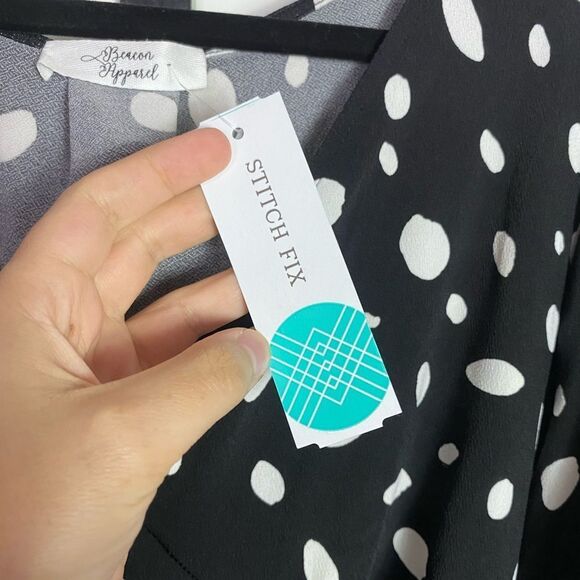 Vintage Inspired Black and White Polkadot Blouse Feminine Rockabilly NWT 2X - Picture 9 of 9